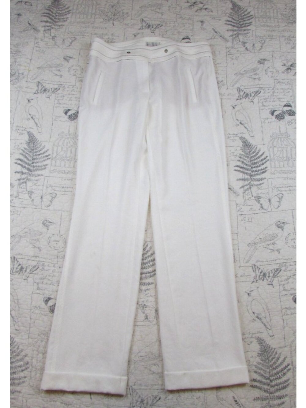 EUC  Beate Heymann Street Couture  Women Cream stretch knit straigh leg pants 8